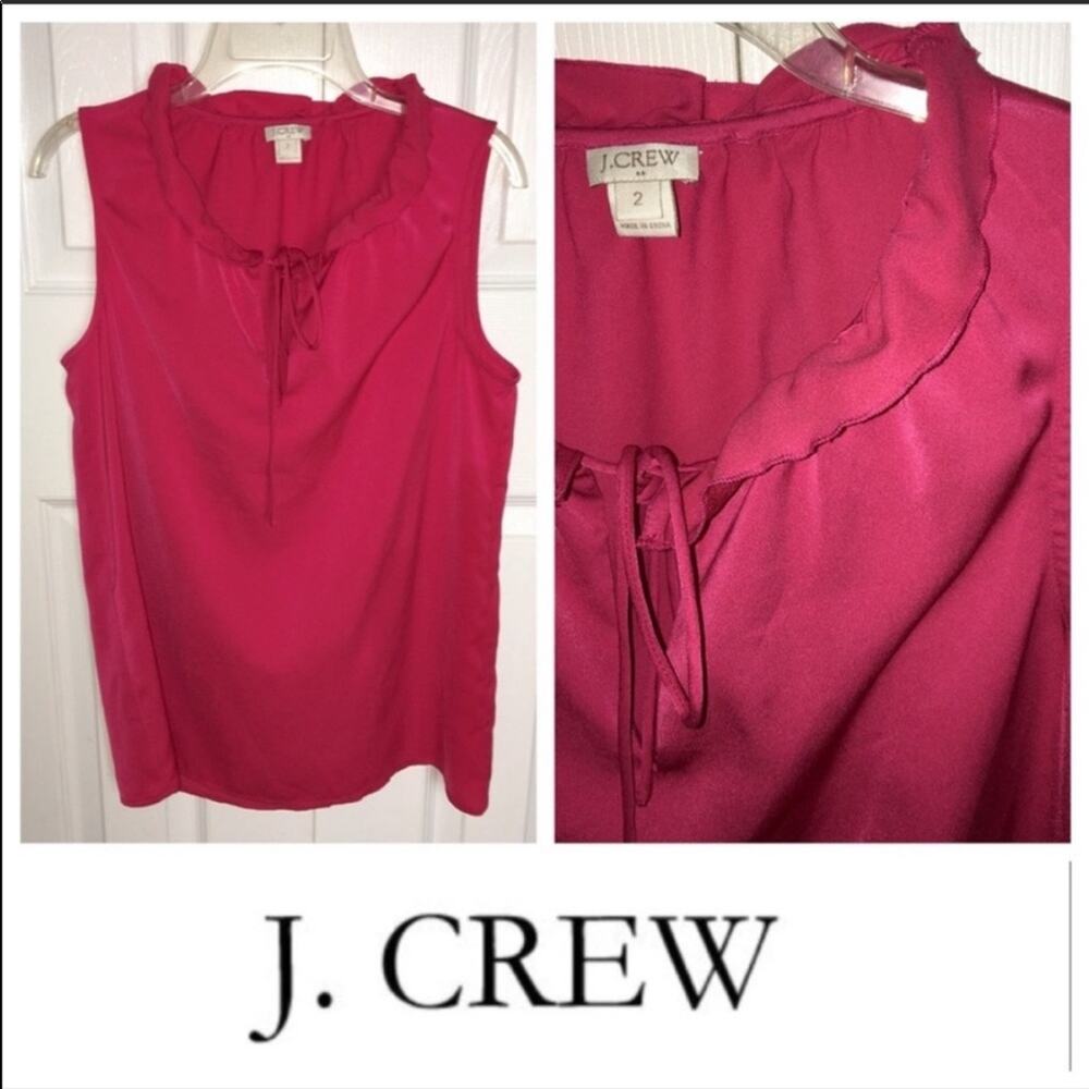 J CREW 2 Sleeveless Top w Ruffle Collar